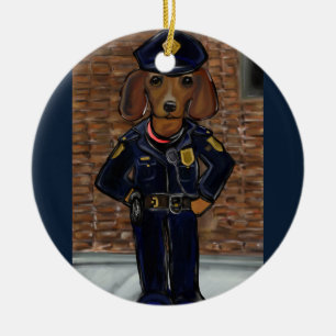 Röd Dachshund Julgransprydnad Keramik