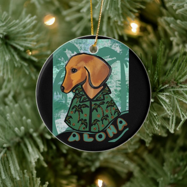 Röd Dachshund   Julgransprydnad Keramik (Träd)