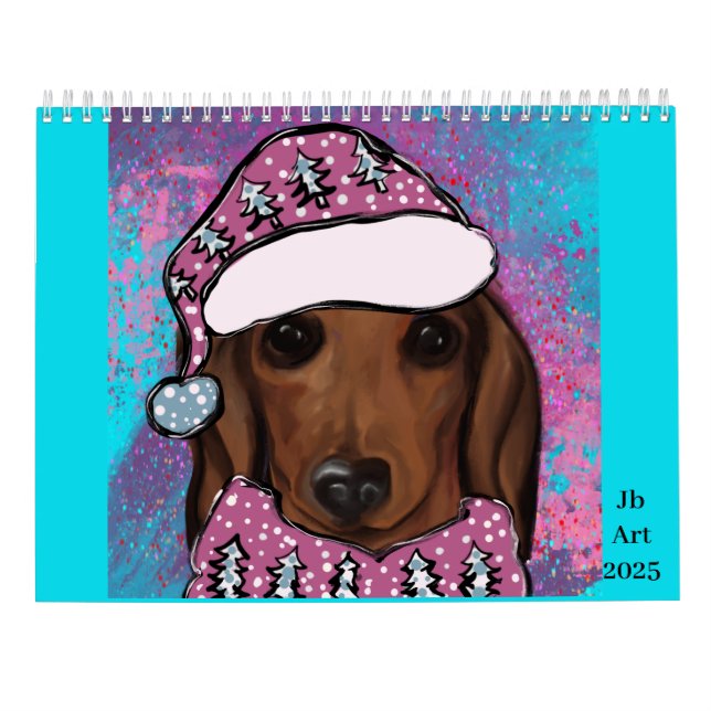 Röd Dachshund  Kalender (Baksida)