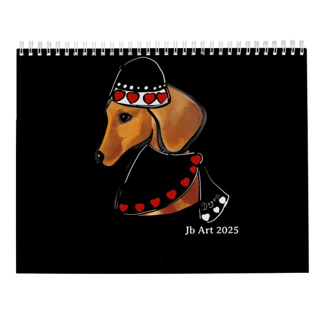 Röd Dachshund  Kalender (Baksida)