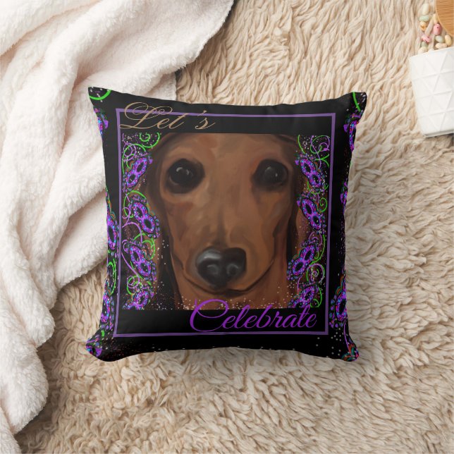 Röd Dachshund Kudde (Filt)