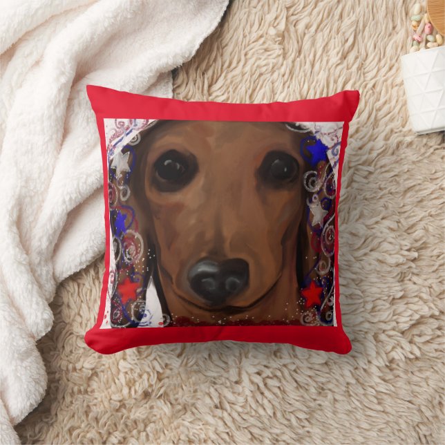 Röd Dachshund      Kudde (Filt)