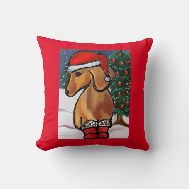 Röd Dachshund Kudde (Framsida)