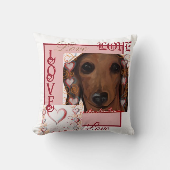 Röd Dachshund    Kudde (Framsida)