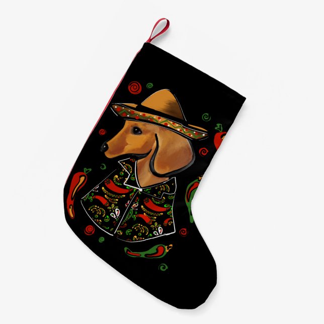 Röd Dachshund   Liten Julstrumpa (Framsidan (Hängande))