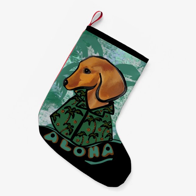 Röd Dachshund   Liten Julstrumpa (Framsidan (Hängande))