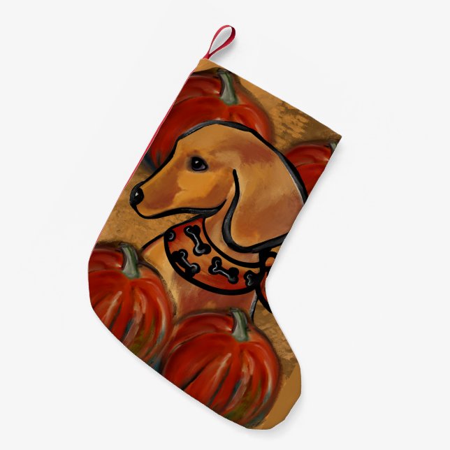 Röd dachshund  liten julstrumpa (Framsidan (Hängande))