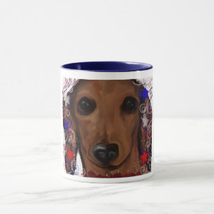 Röd Dachshund      Mugg