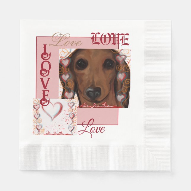 Röd Dachshund      Pappersservett (Framsidan)