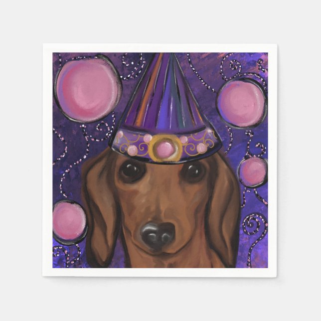 Röd Dachshund Pappersservett (Framsidan)