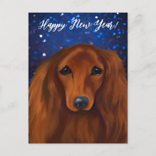 RÖD DACHSHUND           POSTKORT VYKORT