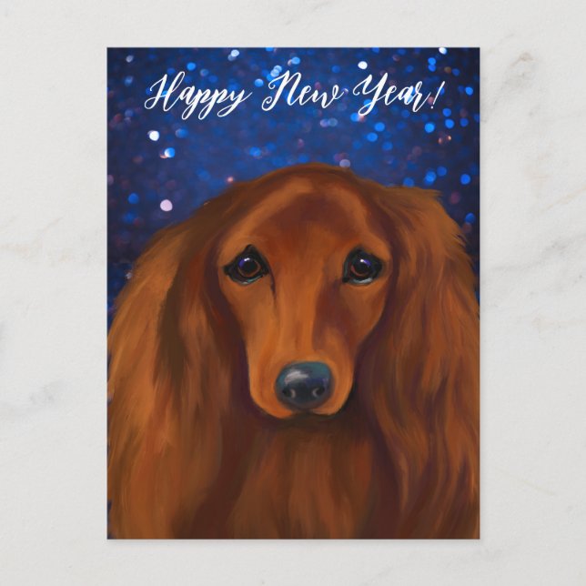 RÖD DACHSHUND           POSTKORT VYKORT (Framsida)