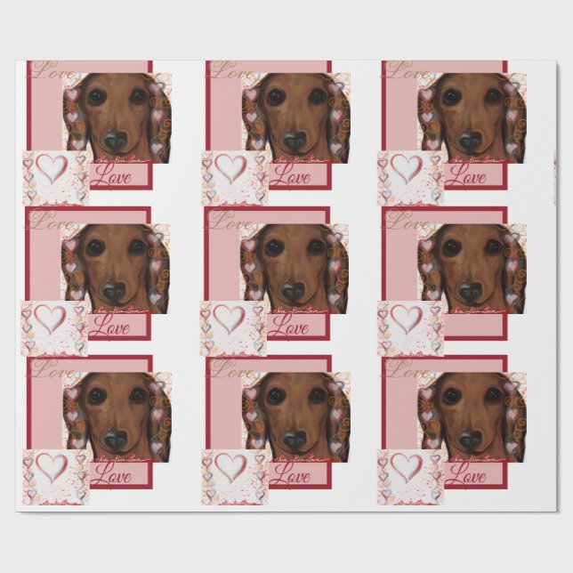 Röd Dachshund   Presentpapper (Platt)