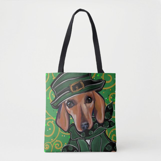 RÖD DACHSHUND ST. PATTY TYGKASSE (Framsida)