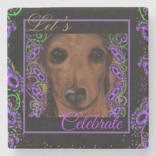 Röd Dachshund Stenunderlägg