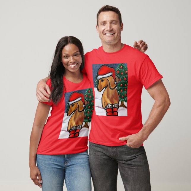 Röd Dachshund T Shirt (Unisex)