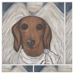 Röd Dachshund  Tyg