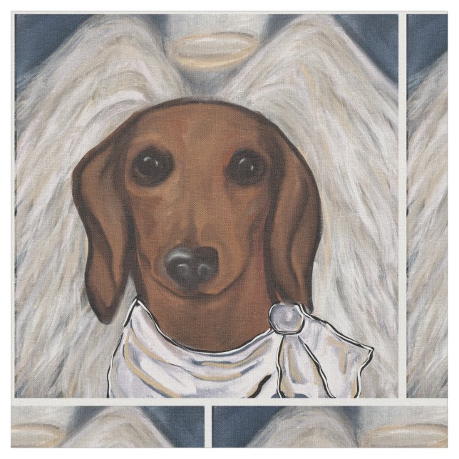 Röd Dachshund  Tyg (Närbild)