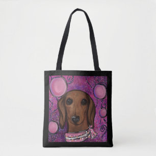 Röd Dachshund Tygkasse