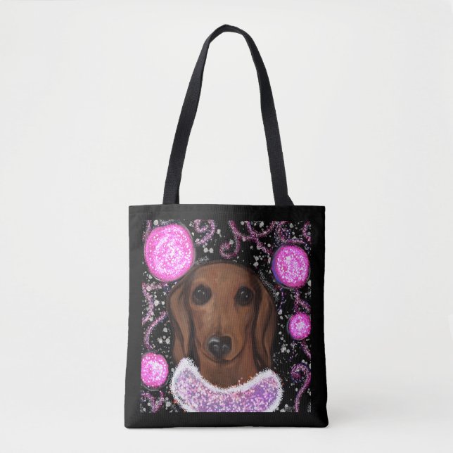 Röd Dachshund Tygkasse (Framsida)