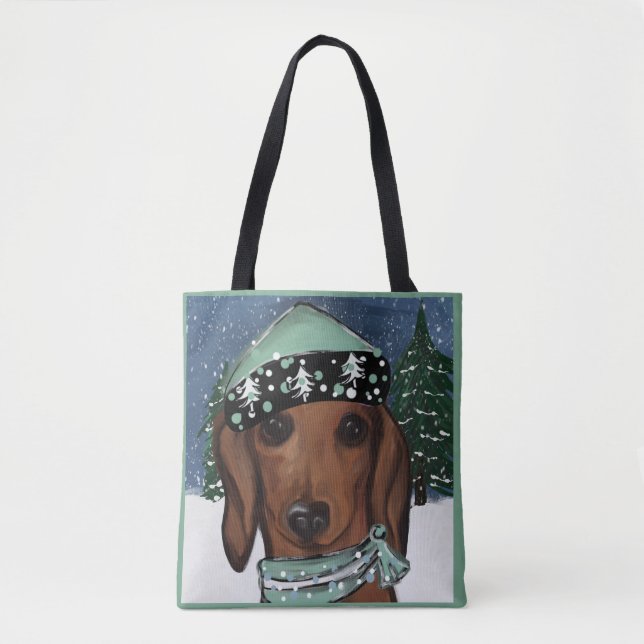 Röd Dachshund Tygkasse (Framsida)