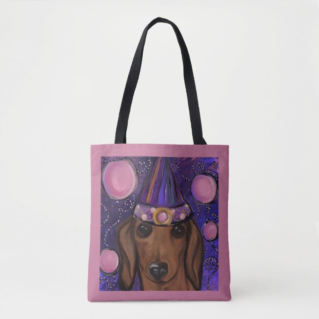 Röd Dachshund Tygkasse (Framsida)