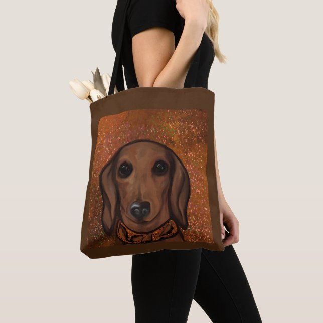 Röd Dachshund Tygkasse (Närbild)