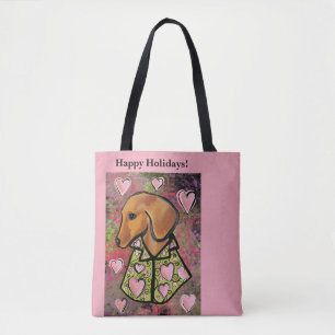 Röd Dachshund Tygkasse