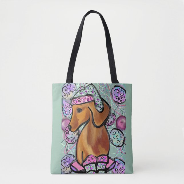 Röd Dachshund Tygkasse (Framsida)