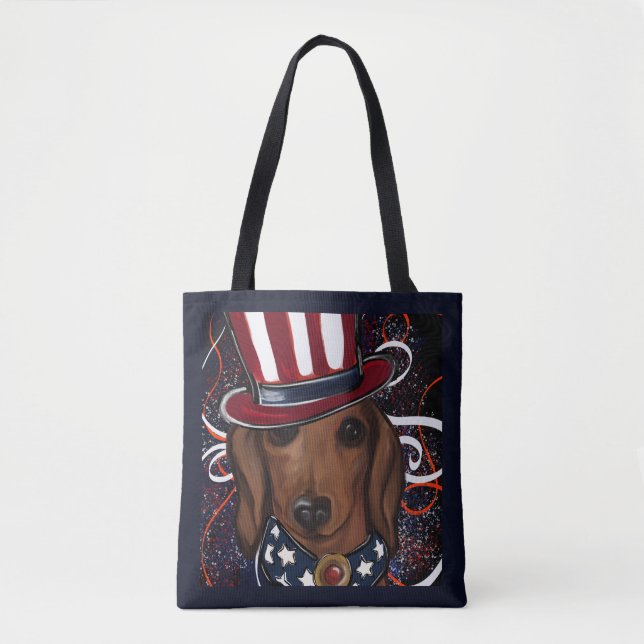 Röd Dachshund Tygkasse (Framsida)