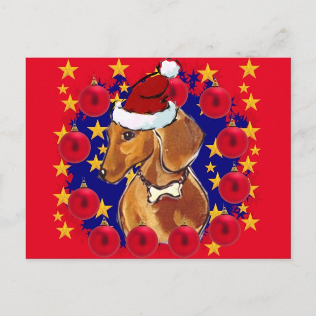 RÖD DACHSHUND VYKORT (Framsida)