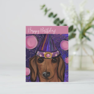 Röd Dachshund Vykort