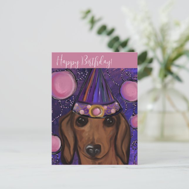 Röd Dachshund Vykort (Stående Fram)