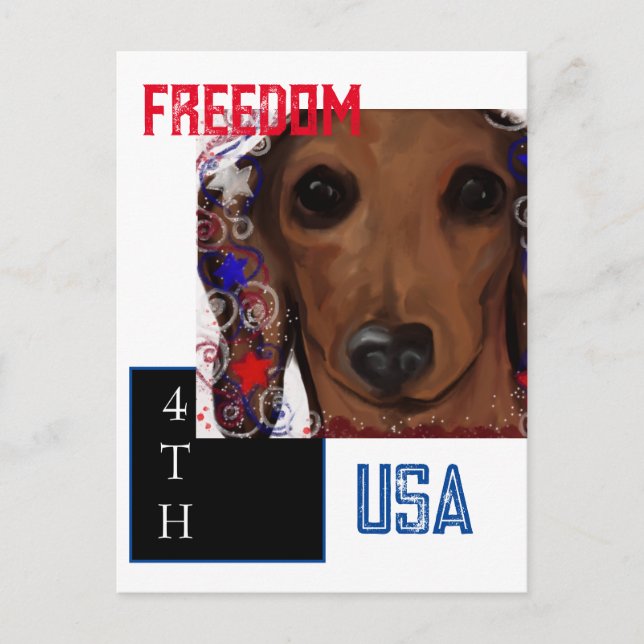 Röd Dachshund      Vykort (Framsida)