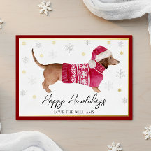 Röd Dachshund Wiener Hund Glad Hurdag Vattenfärg