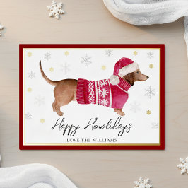 Röd Dachshund Wiener Hund Glad Hurdag Vattenfärg