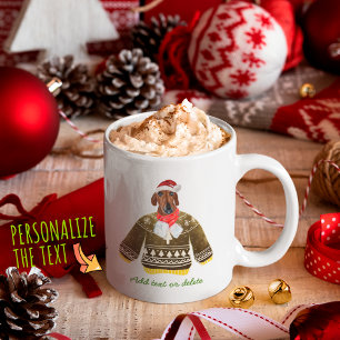Röd Dachshund Wiener iklädd jul ful eländigt tröja Kaffemugg