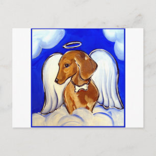 Röd Dachshundängel Vykort