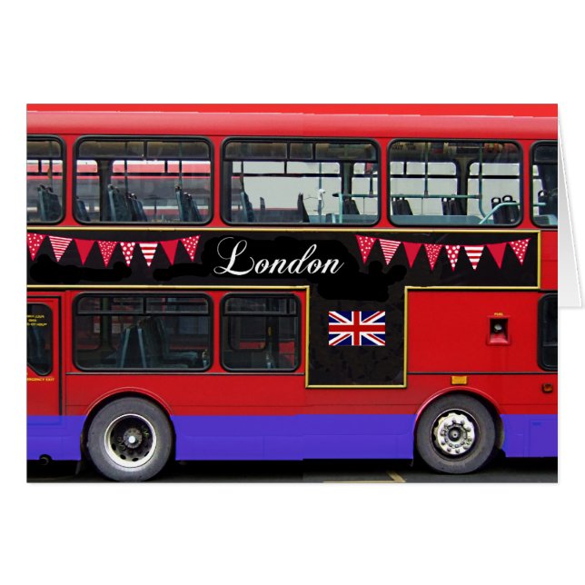 Röd däckare för London bussdubbla Hälsningskort (Framsidan Horizontal)