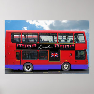 Röd däckare för London bussdubbla Poster