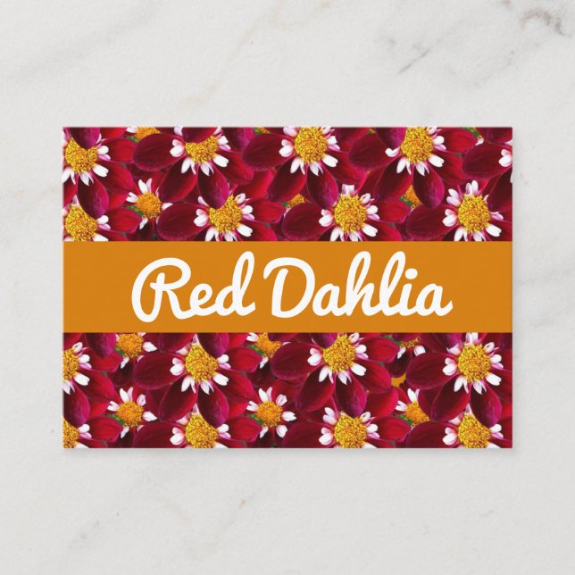 Röd Dahlia Blomma Blommig Visitkort (Framsida)