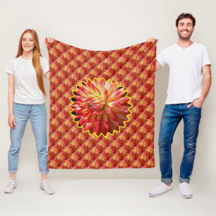 Röd Dahlia Blomma Natur Mönster Fleecefilt