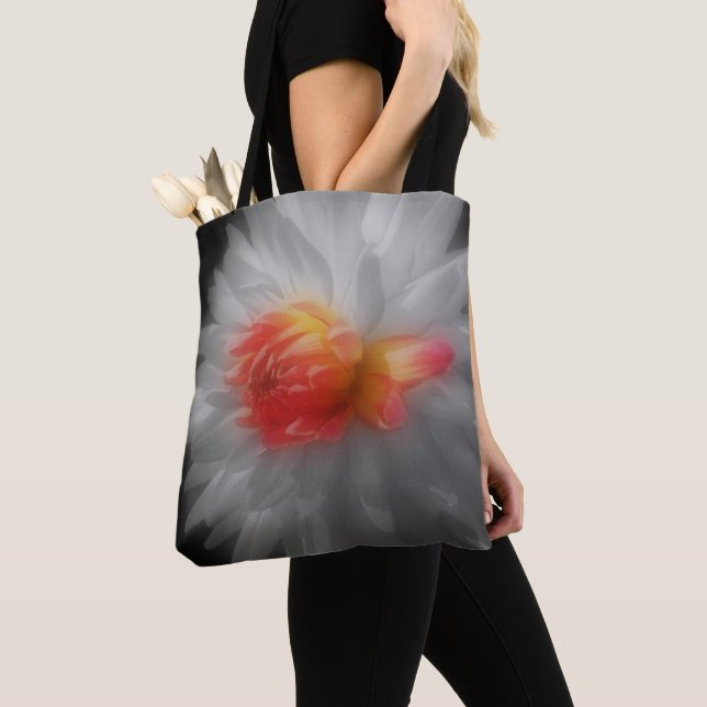 Röd Dahlia Blommig Konst Tygkasse (Närbild)