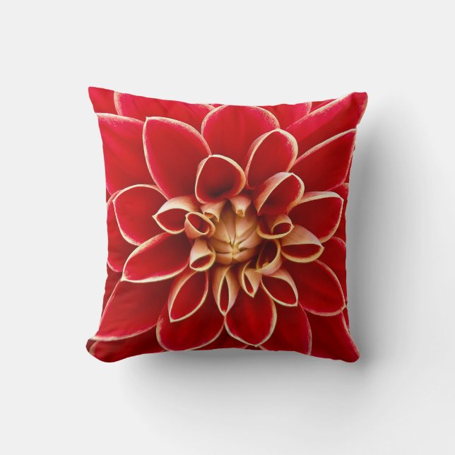 Röd Dahlia Kudde (Framsida)