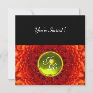 RÖD DAHLIA, TOPAZ monogram, stark svart gul Inbjudningar