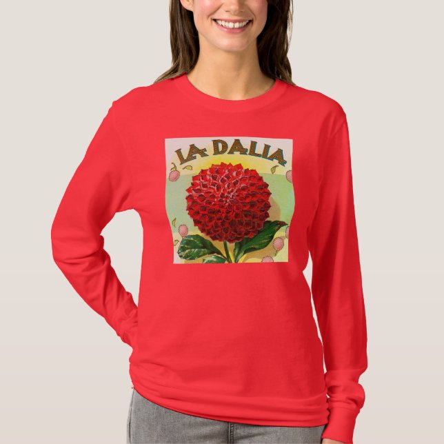 Röd Dahliavintage Tee (Framsida)