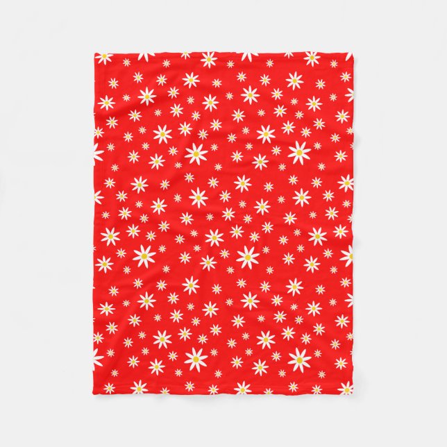 Röd Daisy Blankett Fleecefilt (Framsidan)