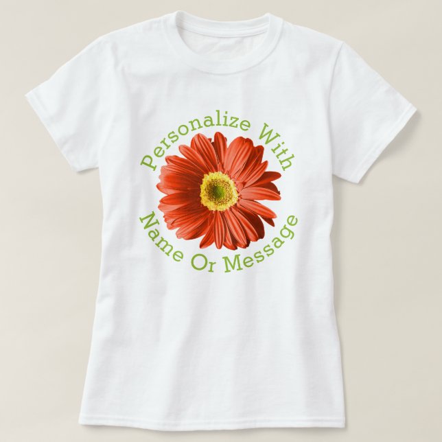 Röd Daisy blomma T Shirt (Design framsida)