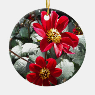 röd daisy/daisy blommor julgransprydnad keramik