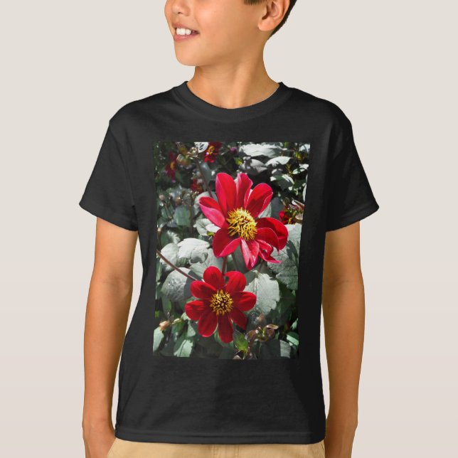röd daisy/daisy blommor t-shirt (Framsida)